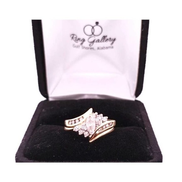 14K Diamond Wedding Ring Set/ Engagement Ring REAL DIAMONDS Size 5.6 - Picture 7 of 12